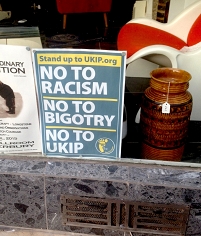 Poster: NO TO RACISM, NO TO BIGOTRY, NO TO UKIP